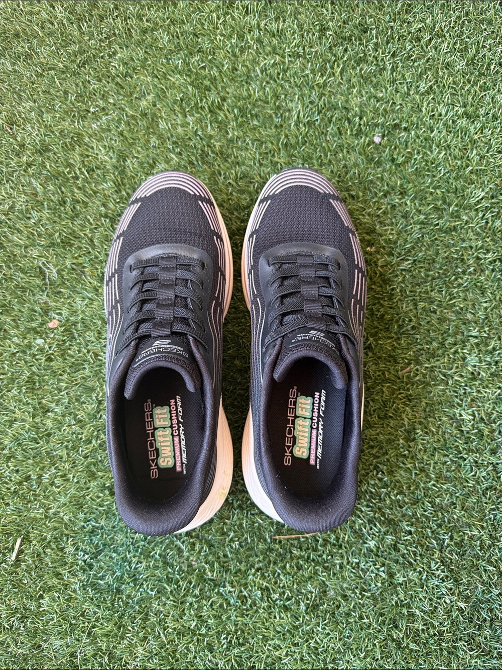 Skechers Women's Black and Pink Athletic Sneakers used -size 8